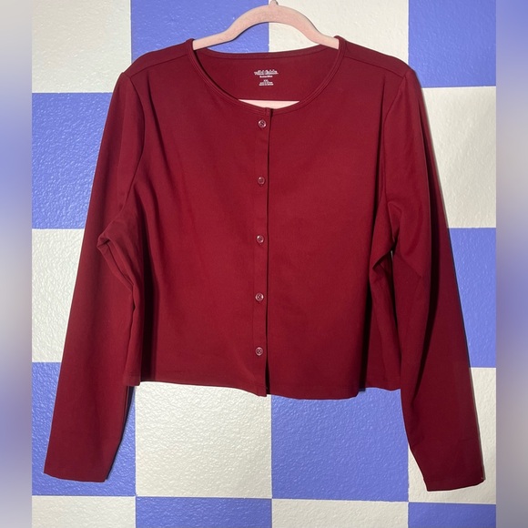 NWT Wild Fable Butterbliss Super Soft Cropped Cardigan Game Day Maroon Red - XXL - Picture 2 of 5